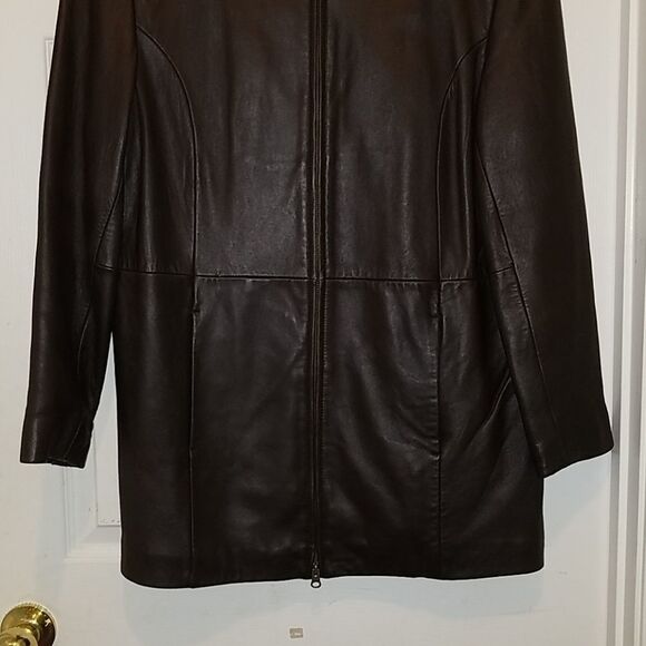 Leather Elements  brown leather coat Sz M - Picture 2 of 5